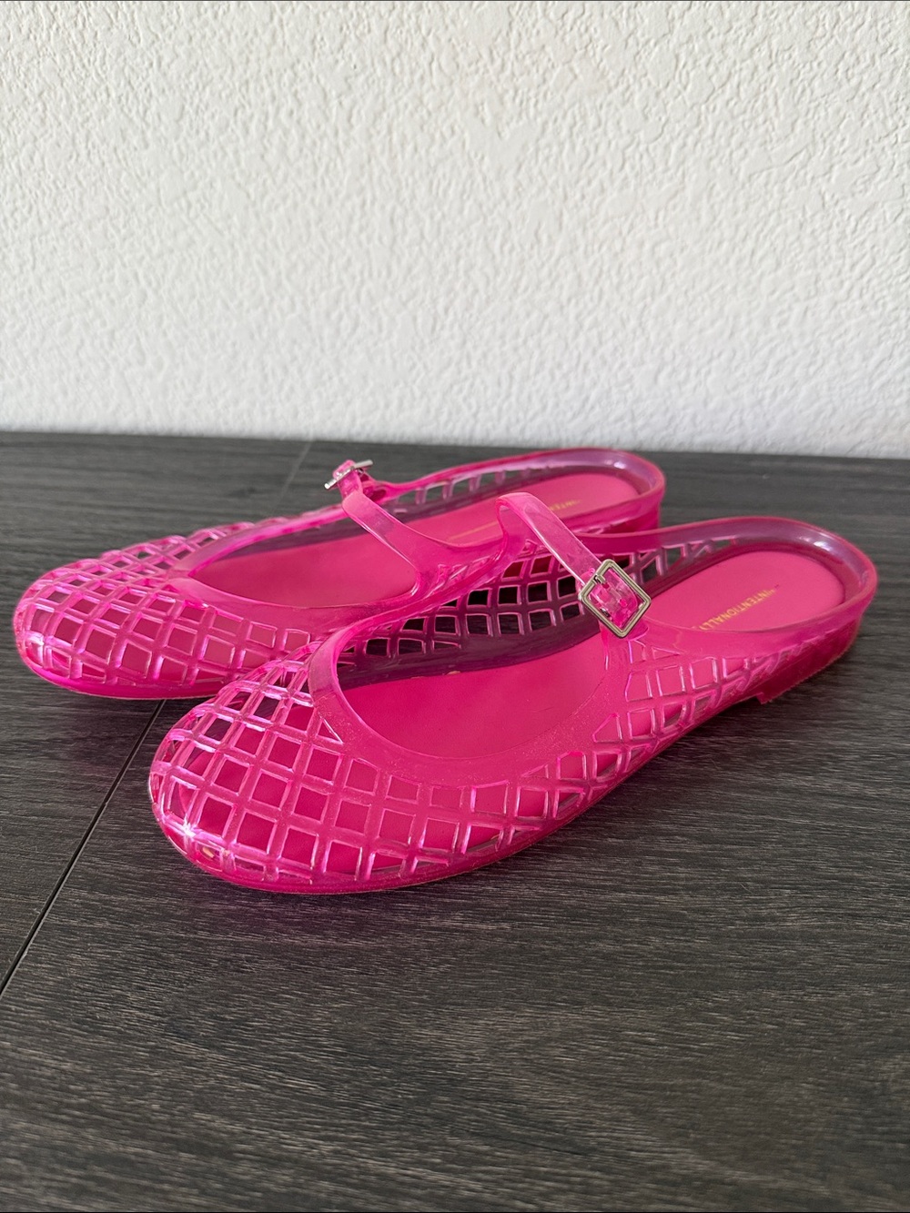 Urban Outfitters Pink Lattice Mary Jane Jelly Flats - Size 38